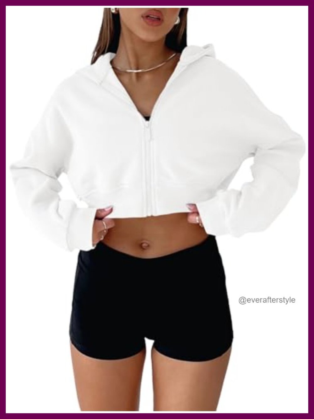Women's Cropped Zip Up Hoodie Loose Fit Long Sleeve Casual Y2K Sweatshirt